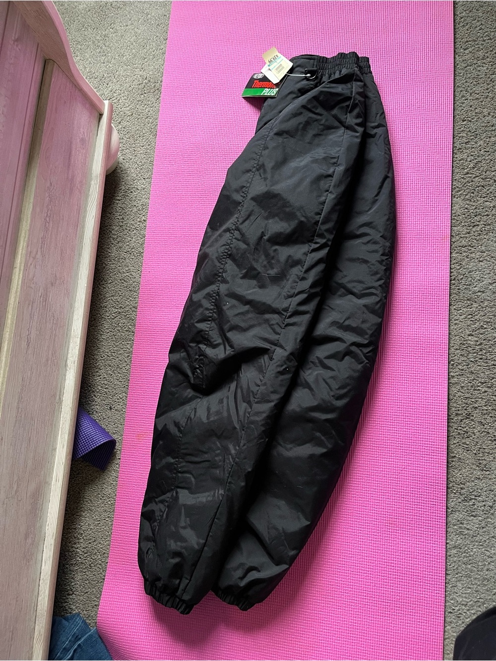 Black Puffer Snow Pants - Elastic Ankles